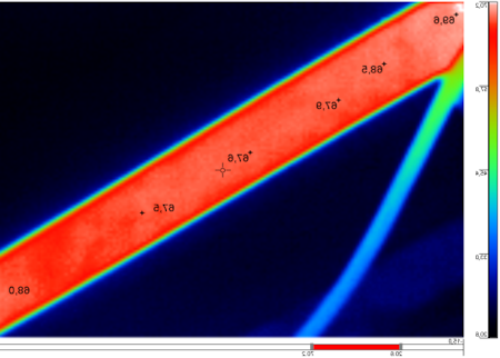 Temperature rise measured with IR camera